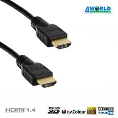 Savienotājkabelis 4World HDMI - HDMI 19/19 M/M 1 m Apzeltīts cena un informācija | Kabeļi un vadi | 220.lv