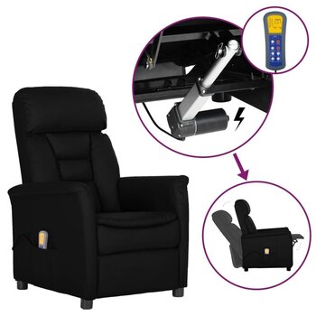 vidaXL elektrisks masāžas krēsls, atgāžams, melna mākslīgā āda cena un informācija | Atpūtas krēsli | 220.lv