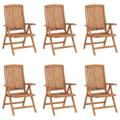 vidaXL dārza krēsli ar matračiem, atgāžami, 6 gab., masīvs tīkkoks цена и информация | Dārza krēsli | 220.lv