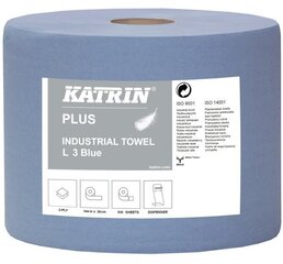 Industriālais tīrīšanas rullis Katrin Plus XL 2, zils, 344 m, iepakojumā 2 gab. cena un informācija | Tualetes papīrs, papīra dvieļi | 220.lv