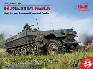 Līmējams modelis ICM 35101 Sd.Kfz.251/1 Ausf.A, WWII German Armoured Personnel Carrier 1/35 cena un informācija | Līmējamie modeļ | 220.lv