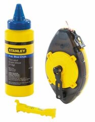 Stanley Marķēšanas aukla PowerWinder 30m + krīts 115g + līmeņrāža aukla (47-465) cena un informācija | Ēveles | 220.lv