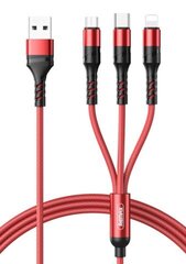 Uzlādes kabelis REMAX RC-186th 3.1A Iphone / Micro / Type-C, sarkans cena un informācija | Savienotājkabeļi | 220.lv