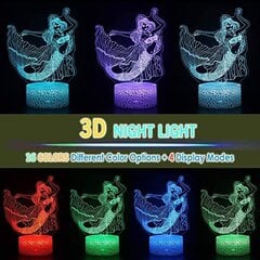 Little Mermaid LED naktslampiņa 16 krāsās ar USB barošanas kabeli cena un informācija | Galda lampas | 220.lv