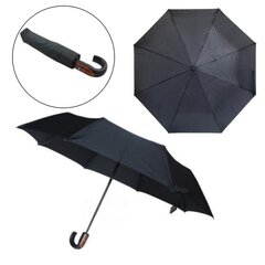 Pusautomātiskais lietussargs ar izliektu rokturi, melns cena un informācija | Lietussargi sievietēm | 220.lv