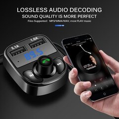 X8 daudzfunkcionāls bezvadu automašīnas MP3 atskaņotājs, Fm modulators, telefona lādētājs, Bluetooth brīvroku ierīce, USB, melns cena un informācija | FM Modulatori | 220.lv