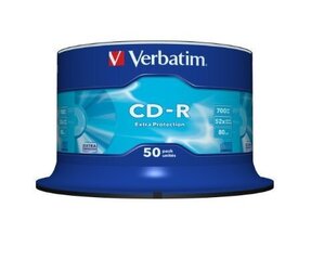 Kompaktdisks Verbatim CD-R 52x Extra protection, 50 gab. cena un informācija | Portatīvo datoru dzesēšanas paliktņi un citi piederumi | 220.lv
