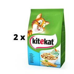 Sausā kaķu barība KITEKAT, ar tunci un dārzeņiem, 1,8 kg x 2 gab. iepakojums cena un informācija | Sausā barība kaķiem | 220.lv