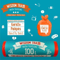 Atkritumu maisi Wisdom Trash, sasienami, 100L, 8 gab cena un informācija | Miskastes maisi | 220.lv