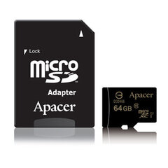 Apacer microSDXC Atmiņas karte UHS-I Class10 64GB + SD adapteris cena un informācija | Atmiņas kartes mobilajiem telefoniem | 220.lv