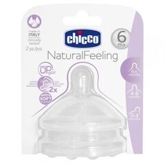 Silikona knupis Chicco Natural Feeling, 6 mēn., 2 gab. cena un informācija | Bērnu pudelītes un to aksesuāri | 220.lv
