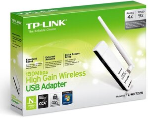 Bezvadu tīkla adapteris TP-Link TL-WN722N, 802.11b/g/n, 150 Mbps cena un informācija | Rūteri (maršrutētāji) | 220.lv