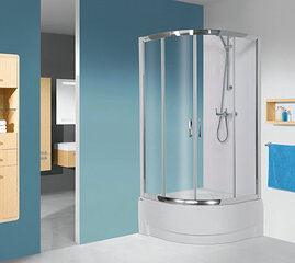 Stūra dušas kabīne Sanplast TX kpl-KP4/TX5b/165 90s, profils balts, dekorēts stikls cora, ar paliktni cena un informācija | Dušas kabīnes | 220.lv