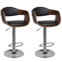 2 baro kėdžių komplektas, rudas/juodas cena un informācija | 2 baro kėdžių komplektas, rudas/juodas | 220.lv