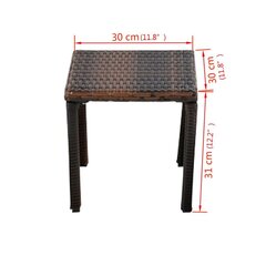 vidaXL sauļošanās zviļņi ar galdiņu, brūna PE rotangpalma cena un informācija | Sauļošanās krēsli | 220.lv