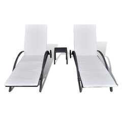 vidaXL sauļošanās zviļņi ar galdiņu, melna PE rotangpalma cena un informācija | Sauļošanās krēsli | 220.lv