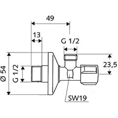 Stūra ventilis Schell 1/2" x 1/2", d Ø15 mm cena un informācija | Santehnikas savienojumi, ventiļi | 220.lv