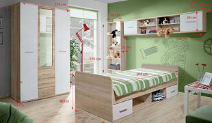 Bērnu istabas mēbeļu komplekts Dino III, ozols / balts cena un informācija | Bērnu istabas iekārtas | 220.lv