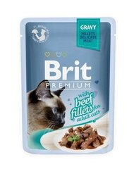 Brit Premium Delicate Fillets In Gravy With Beef 85g Kaķiem cena un informācija | Konservi kaķiem | 220.lv