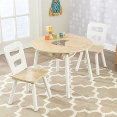 KidKraft apaļais galds un divi krēsli, balti-dabīgā krāsā cena un informācija | Bērnu krēsliņi un bērnu galdiņi | 220.lv