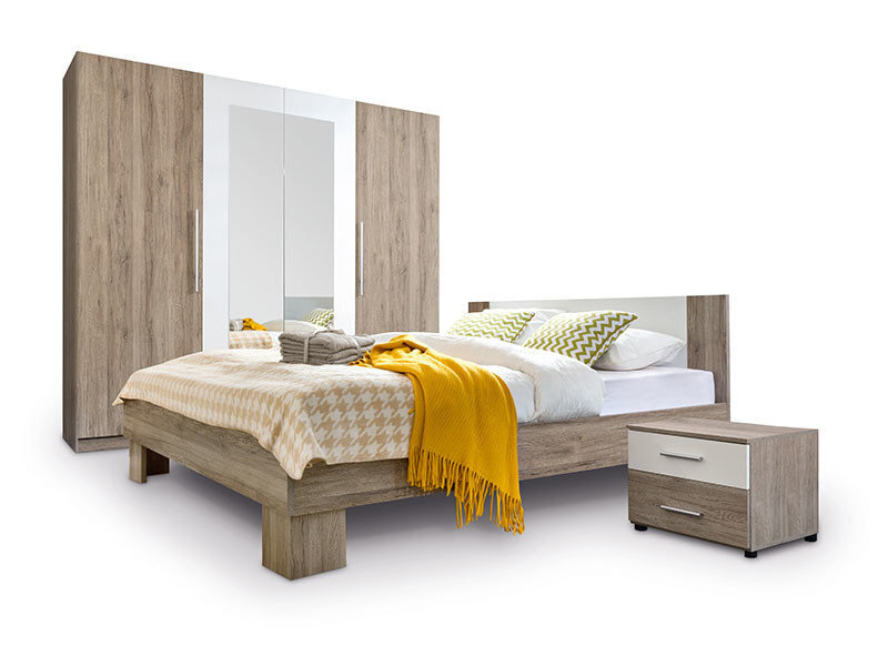 Guļamistabas mēbeļu komplekts Martina, balts/ozola krāsā cena un informācija | Komplekti guļamistabai | 220.lv