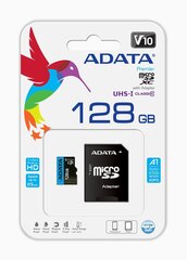 Atmiņas karte ADATA Premier 128 GB microSDXC UHS-I, klase 10 + adapteris cena un informācija | Atmiņas kartes mobilajiem telefoniem | 220.lv