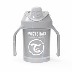 Neizlejama pudele ar rokturiem Twistshake Mini Cup, 230 ml, 4 mēn., pelēka cena un informācija | Bērnu pudelītes un to aksesuāri | 220.lv