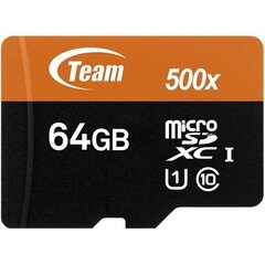 Atmiņas karte Flash Micro-SD 64GB Team UHS-I 1Adp cena un informācija | Atmiņas kartes mobilajiem telefoniem | 220.lv