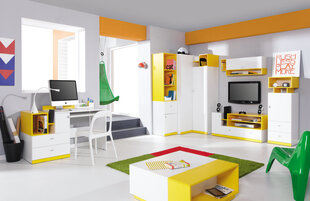 Bērnu istabas mēbeļu komplekts Mobi D, balts/dzeltens cena un informācija | Bērnu istabas iekārtas | 220.lv