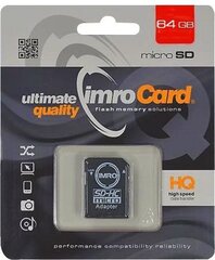 Micro SDHC karte Imro 64 GB, klase 10 UHS-1 + adapteris cena un informācija | Atmiņas kartes mobilajiem telefoniem | 220.lv