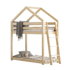 Divstāvu gulta-mājiņa Dalidda-3 ar kāpnēm, 90x200 cm, ozola krāsā cena un informācija | Bērnu gultas | 220.lv