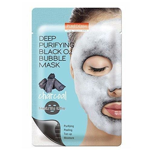 Dziļi attīrošā putu sejas maska ​​Purederm Black O2 Bubble Charcoal 20 g cena un informācija | Sejas maskas, acu maskas | 220.lv