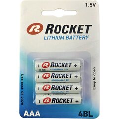 AAA baterijas Rocket Lithium, 4gab. cena un informācija | Baterijas | 220.lv