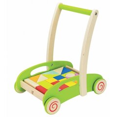 Koka ratiņi - stumjami, ar klucīšiem Hape, E0371 cena un informācija | Rotaļlietas zīdaiņiem | 220.lv