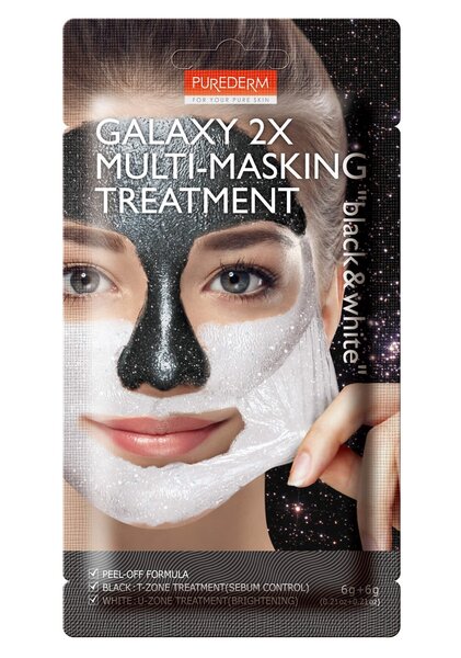 Pīlinga sejas maska Purederm Galaxy 2X Multi-Masking Black&White 6g+6g