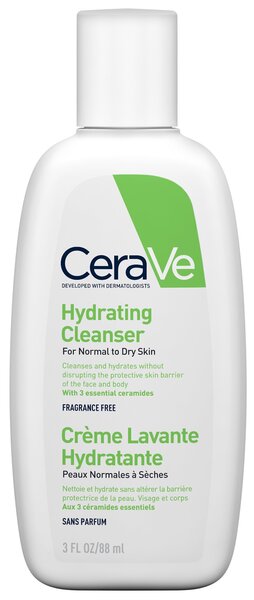 Attīrošs sejas un ķermeņa krēms CeraVe Hydrating Cleanser 88 ml cena un informācija | Ķermeņa krēmi, losjoni | 220.lv