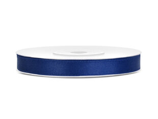 Satīna lente, tumši zila, 6 mm/25 m, 1 gab./25 m cena un informācija | Dāvanu saiņošanas materiāli | 220.lv