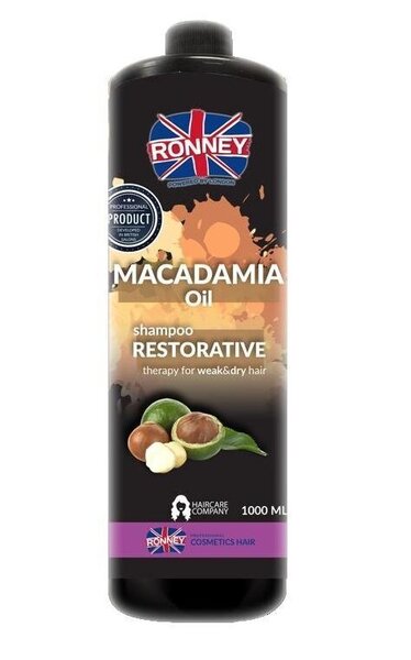 Matu atjaunojošs šampūns Ronney Professional Macadamia Oil Complex Restorative 1000 ml cena un informācija | Šampūni | 220.lv