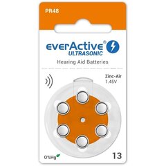 everActive Ultrasonic baterijas dzirdes aparātam PR48 13, 6 gab. cena un informācija | Baterijas | 220.lv