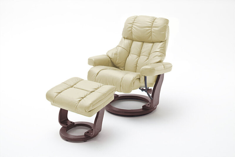 Krēsls ar pufu Calgary XXL, krēmkrāsas/brūns cena un informācija | Atpūtas krēsli | 220.lv