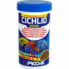 Prodac Cichlid Sticks nūjiņas ciklīdiem 1200ml 450g cena un informācija | Zivju barība | 220.lv