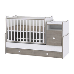 Augoša bērna gultiņa ar kumodi Lorelli Trend Plus New, 110x62, balta/tumši brūna cena un informācija | Zīdaiņu gultas | 220.lv