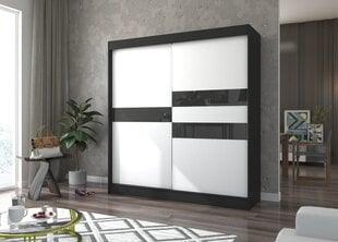Skapis Adrk Furniture Batia 200 cm, melns/balts cena un informācija | Skapji | 220.lv
