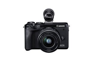 Canon EOS M6 Mark II + EF-M 15-45mm + EVF-DC2, Black cena un informācija | Digitālās fotokameras | 220.lv