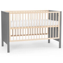 Koka gultiņa Kinderkraft Mia ar matraci 120x60 cm, pelēka cena un informācija | Zīdaiņu gultas | 220.lv
