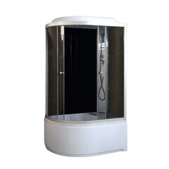 Slēgtā dušas kabīne GOTLAND TIARA 80x120x215cm, dziļais (45cm) paliktnis, hromēts profils, priekšējie stikli pelekii, aizmugure melna, labā cena un informācija | Dušas kabīnes | 220.lv