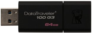 Zibatmiņa KINGSTON DataTraveler 100 G3 64 GB, USB 3.0 cena un informācija | USB Atmiņas kartes | 220.lv