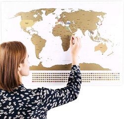 Nokasāmā ceļojuma karte ar karodziņiem EnnoVatti, 84x58 cm, balta cena un informācija | Pasaules kartes | 220.lv
