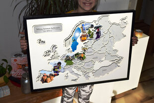 Foto kolāža ar rāmi - 60 fotogrāfijas - Eiropas karte 70x50cm - oriģināla dāvana ceļotājiem cena un informācija | Pasaules kartes | 220.lv