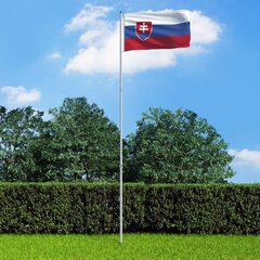 vidaXL Slovākijas karogs un karoga masts, alumīnijs, 6 m cena un informācija | Karogi un aksesuāri | 220.lv